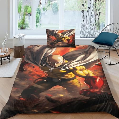 Superman A Punch,3D Anime Bettbezug Mit Kissenbezug ，Mikrofaser, Bettwäsche Mit Reißverschluss Single（135x200cm） von KoNsev