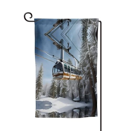 Winter-Skilift-Gartenflagge, doppelseitig, Bauernhaus-Flagge, Frühling, Sommer, Außendekoration, 30,5 x 45,7 cm von KoNsev