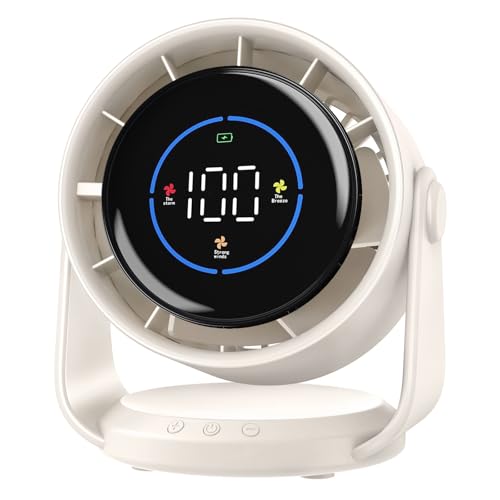 Koala Global Tischventilator, USB Ventilator mit 100 Geschwindigkeitsstufen 105° Schwenkfunktion LED Display mit Memory Funktion Leiser Lüfter für Schlafzimmer, Büro, Tragbarer Tischventilator von Koala Global