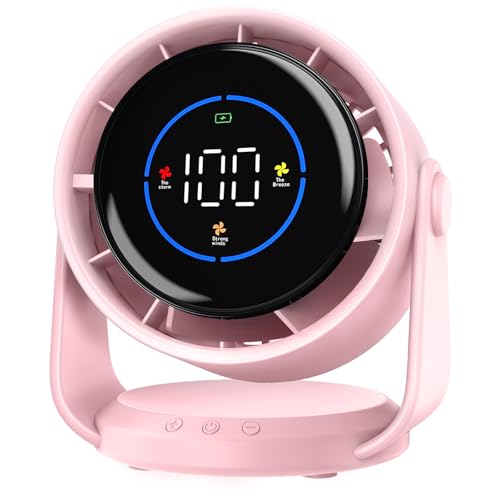 Koala Global Tischventilator, USB Ventilator mit 100 Geschwindigkeitsstufen 105° Schwenkfunktion LED Display mit Memory Funktion Leiser Lüfter für Schlafzimmer, Büro, Tragbarer Tischventilator von Koala Global
