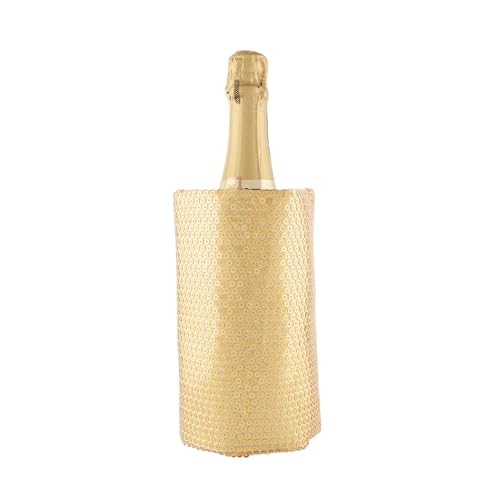 (6 Stück) Weinkühler, Champagner, Sekt, Weihnachten, goldene Pailletten, rutschfestes Band, 4-lagig, Anti-Kondensationsgel, 12 Fächer von Koala Spain