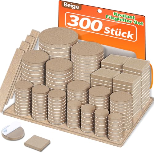 Filzgleiter Selbstklebend, 300 Stück Filzgleiter für Stühle, Möbelgleiter Filz Selbstklebend Beige, Schützen Sie Ihre Holzfußböden Filzgleiter Selbstklebend, 300 Stück Filzgleiter für Stühle, Möbelgleiter Filz Selbstklebend Beige, Schützen Sie Ihre Holzfußböden von Koalaat