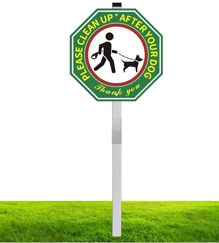 Schild mit Aufschrift "Clean Up After Your Dog", Aufschrift "No Pooping Dog", 25,4 x 25,4 cm, reflektierendes Hundeschild mit 71,1 cm langem Pfahl, langlebiges Aluminium, rostfrei, wetterfest Schild mit Aufschrift "Clean Up After Your Dog", Aufschrift "No Pooping Dog", 25,4 x 25,4 cm, reflektierendes Hundeschild mit 71,1 cm langem Pfahl, langlebiges Aluminium, rostfrei, wetterfest von Koalaat