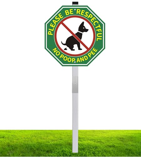 Schild mit Aufschrift "No Peeing No Pooping Dog", 25,4 x 25,4 cm, mit 71,1 cm langem Pfahl, robustes Aluminium-Metallschild, lichtbeständig, reflektierend und wasserdicht von Koalaat