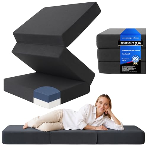 Koalakraft® Duo Premium Klappmatratze wendbar [H2 & H3] 2 Härtegrade, Gästebett klappbar | extra Dicke Faltmatratze, ergonomische Gästematratze (75x195x15cm) von Koalakraft