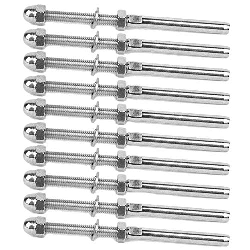 Koanhinn 50 Stück Edelstahl-Handlauf-Geländer-Kabelspanner Gewindebolzen Endbeschlag für 1/8 Zoll Kabeldraht (50 Stück) von Koanhinn