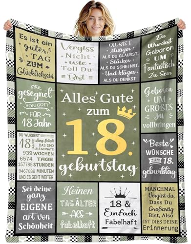 18 Geburtstag Mädchen Junge Geschenk, Salbeigrün Geschenke zum 18 Jahre Mädchen Junge Geburtstag Deko Decke, Happy 18. Geburtstag Kuscheldecke, Super Weiche Flanelldecke Geschenkideen für Her Him 18 Geburtstag Mädchen Junge Geschenk, Salbeigrün Geschenke zum 18 Jahre Mädchen Junge Geburtstag Deko Decke, Happy 18. Geburtstag Kuscheldecke, Super Weiche Flanelldecke Geschenkideen für Her Him von Koauter