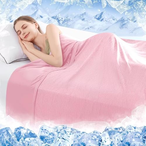 Kühldecke 2 in 1 Doppelseitig Kühlende Decke 130x150 cm, Leichte Selbstkühlende Decke für Menschen Q-Max > 0.5 Dünne Atmungsaktiv Sommerdecke, Ultra-Cool Naturfaser Wohndecke Sofa Cooling Blanket von Koauter