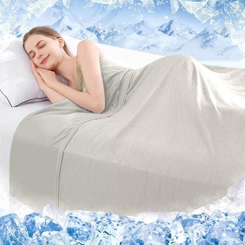 Kühldecke Kühlende Decke für Schwitzende Schläfer 150x200cm, 2 in 1 Doppelseitig Leicht Selbstkühlende Sommerdecke für Bett, Cooling Blanket Atmungsaktiv Kalte Decke Bettwäsche Geschenkideen, Grau von Koauter