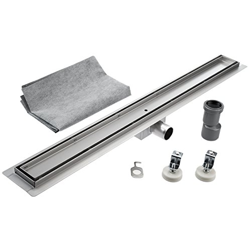 KOBERT GOODS Edelstahl-Rinne TG01-80cm mit Siphon und Haarsieb als Komplett-Set Boden und Dusch-Ablauf Befliesbar Unterschiedliche Muster und Variationen in den Größen 50-120cm erhältlich von Kobert-Goods