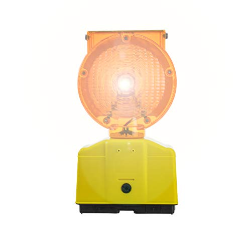 KOBERT GOODS Solar-LED-Warnleuchte (gelb/orange) Alarm-/Signalleuchte zum Einsatz als Absicherung auf Baustellen im Straßenbau, im Straßenverkehr solarbetrieben & flexibel verstellbar von Kobert-Goods