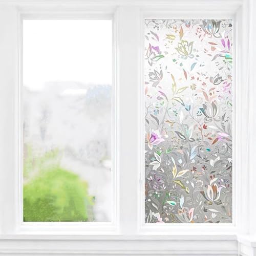 KOBOKO 3D Fensterfolie Selbstklebend Sichtschutzfolie Statisch Dekofolie für Büro Wohnzimmer Blumen Tulpe 30 x 100 cm von Koboko