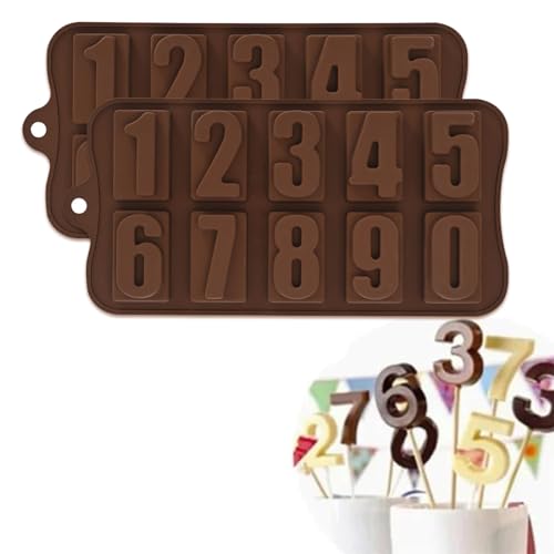 KOBOKO Silikonform Zahlen 1-10, 2 Stück Backform Zahlen, Schokoladenform Silikon Wiederverwendbar, Cake Backform Zahlen Silikonformen für Schokolade Süßigkeiten Fondant Backen von Koboko