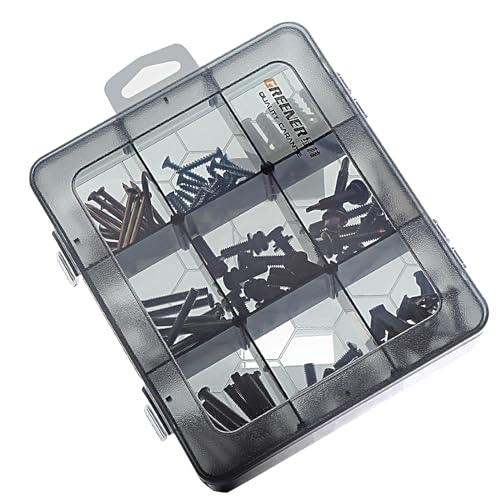 KOBOKO Sortimentskasten,Schrauben Sortierbox mit 3 Fächern(18,5×15,6×4,2cm),Kleinteile Organizer für Schrauben und Andere Kleinteile,Transparentes Schwarz von Koboko