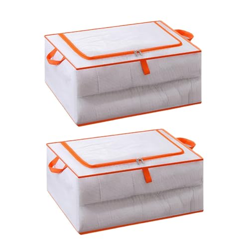 KOBOKO Unterbettkommode,2 Stück Unterbett Aufbewahrungsbox mit Verstärkten Griff,Bettkasten,Decken Organisator Lagerbehälter,Unterbett Aufbewahrung Organizer,55*40*20cm,Transparent & Sichtbar,Faltbar von Koboko