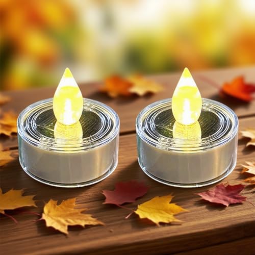 Koboko 2 Stück Solar Teelichter, Wasserdicht Solarkerzen, Warmweiß LED-Kerzen, Flammenlos LED Kerzenlichter für Hochzeit, Garten, Camping, Halloween, Weihnachten, Tischdekoration Koboko 2 Stück Solar Teelichter, Wasserdicht Solarkerzen, Warmweiß LED-Kerzen, Flammenlos LED Kerzenlichter für Hochzeit, Garten, Camping, Halloween, Weihnachten, Tischdekoration von Koboko
