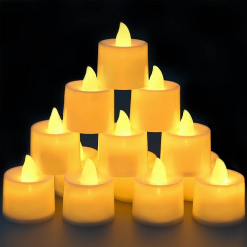 Koboko LED Teelichter, 24 Stück Flammenlose Teelichter Batteriebetrieben, Warmweiß Realistische Elektrische Gefälschte Kerzen, für Hochzeit, Halloween, Weihnachten, Tischdekoration Koboko LED Teelichter, 24 Stück Flammenlose Teelichter Batteriebetrieben, Warmweiß Realistische Elektrische Gefälschte Kerzen, für Hochzeit, Halloween, Weihnachten, Tischdekoration von Koboko