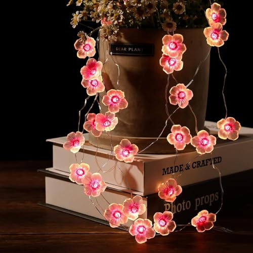 KOBOKO Lichterkette Kirschblüten, 2m 20 LED Lichterkette Blumen Girlande, Lichterketten Innen Batterie, Kirschblüten Deko Lichter, Lichterkette Rosa für Mädchen-Schlafzimmer, Hochzeit, Frühlings Deko von Koboko