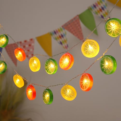 KOBOKO Lichterkette Orange, 3M 20 LED Lichterkette Zitronen Deko, Zitronendeko-Lichterketten, Lichterkette Batterie, Dekorative Lichter für Schlafzimmer,Hochzeit,Karneval,Innen und Außen (Dreifarbig) von Koboko
