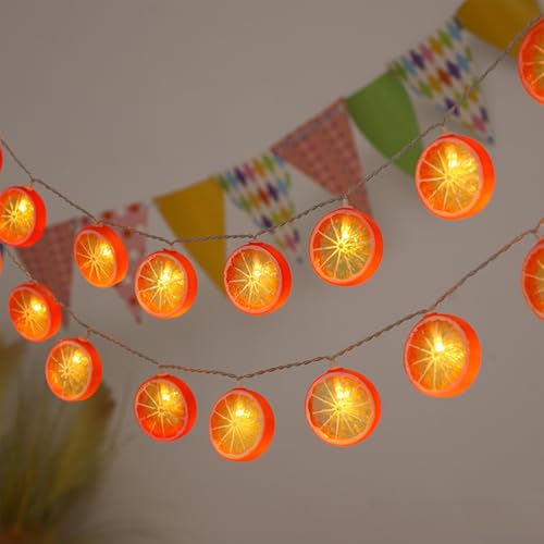 KOBOKO Lichterkette Orange, 3M 20 LED Lichterkette Zitronen Deko, Zitronendeko Lichterketten, Lichterkette Batterie, Dekorative Lichter für Schlafzimmer, Hochzeit, Karneval, Innen und Außen (Orange) von Koboko