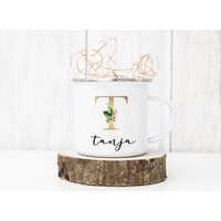 Emaille Tasse Weihnachten - Personalisiert Mit Initial Und Namen Design Greenery Emaille Tasse Weihnachten - Personalisiert Mit Initial Und Namen Design Greenery von Koboldtheater22