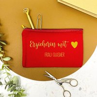 Federmäppchen Erzieherin Mit Herz - Personalisiert 5 Farben Stiftemäppchen Federtasche Als Abschiedsgeschenk Kindergarten von Koboldtheater22