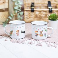 Kinderbecher Mit Namen - Tasse Emailletasse Kindertasse Becher Personalisiert Design Forest School von Koboldtheater22