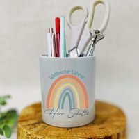 Personalisierter Stiftebecher Für Den Besten Lehrer - Stiftehalter Behälter Kugelschreiber- Geschenke Lehrkräfte Regenbogen von Koboldtheater22