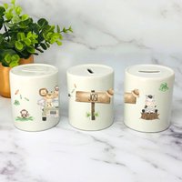 Spardose Mit Name - Personalisiert Einschulung Geburt Safari Tiere von Koboldtheater22