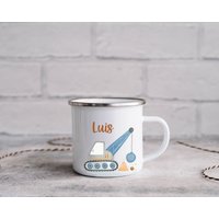 Tasse Emailletasse Kindertasse Becher Personalisiert - Jungs Design Baustelle von Koboldtheater22