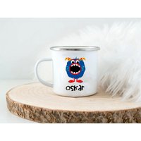 Tasse Emailletasse Kindertasse Becher Personalisiert - Jungs Monster von Koboldtheater22