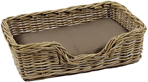 Kobolo Hundekorb Hundesofa aus stabilem Rattan geflochten inkl. Kissen 63x42x18 cm von Kobolo