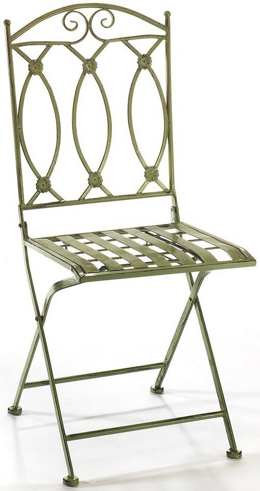 Kobolo 4-Fußstuhl Gartenstuhl Metallstuhl Metall - antique green (zusammenklappbar, 1 St) von Kobolo