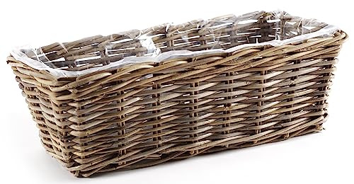 Kobolo Balkonkasten Blumenbank Pflanzkorb Blumenkasten Rattan - grau für Innen & Außenbereich geeignet von Kobolo