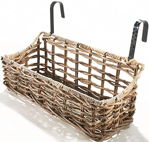 Kobolo Balkonkasten stabil und robust - Rattan - licht geflochten - 50x18x20 cm von Kobolo