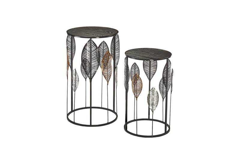 Kobolo Beistelltisch Tischset Satztische Set PIANTA - Metall und Holz (2er Set, 2-St., Set besteht aus großer und kleiner Größe) von Kobolo