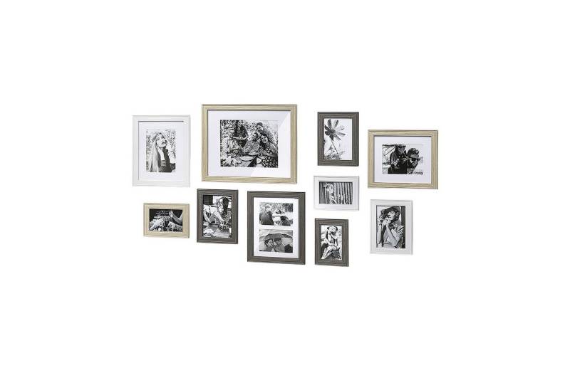 Kobolo Bilderrahmen Collage Bilderhalter Fotorahmen DUSKY 10 Stück Holz grau von Kobolo