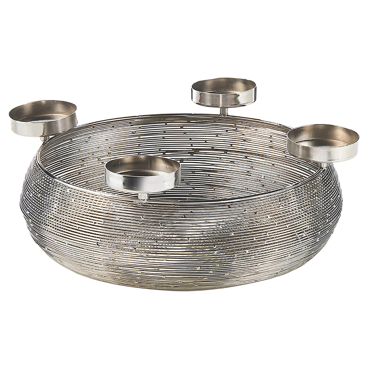 Kobolo Dekokranz Adventskranz aus Metall Silber mit Schale für 4 Kerzen Kobolo Dekokranz Adventskranz aus Metall Silber mit Schale für 4 Kerzen von Kobolo