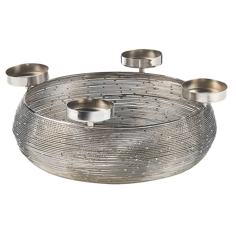 Kobolo Dekokranz Adventskranz aus Metall Silber mit Schale für 4 Kerzen Kobolo Dekokranz Adventskranz aus Metall Silber mit Schale für 4 Kerzen von Kobolo
