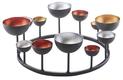 Kobolo Dekokranz Kerzenhalter Hugo aus Metall für Teelichter schwarz und metallische Farben von Kobolo