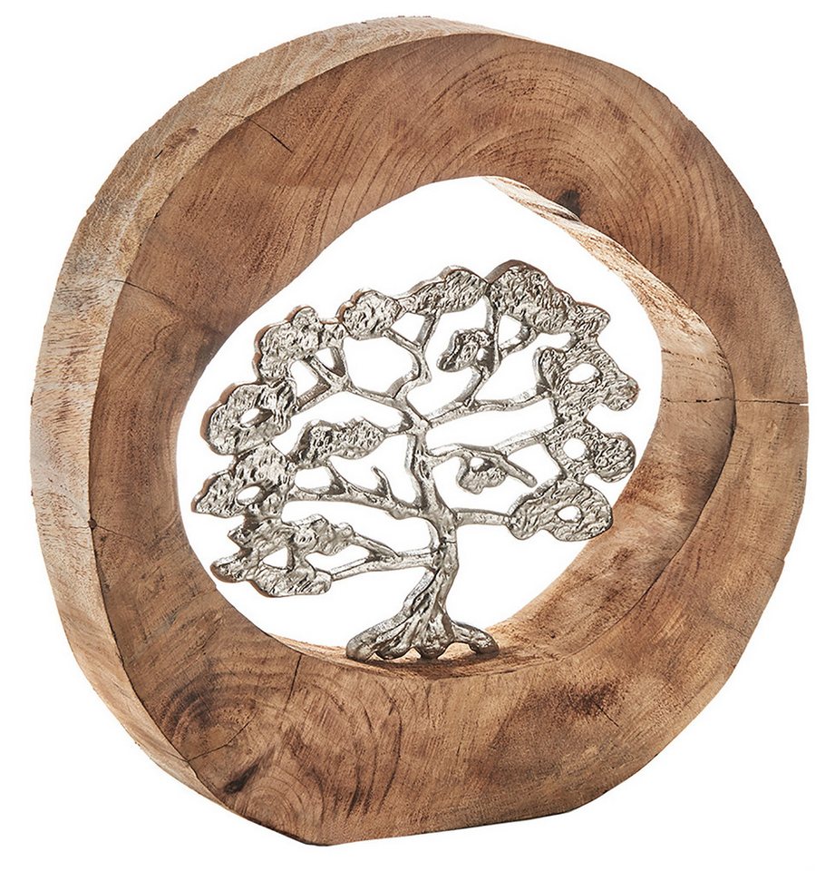 Kobolo Dekoobjekt Dekofigur Holzdeko Holzfigur VITALITY, Holz Metall Skulptur Wohndeko (Stück, 1 St., Stück), 34x6x35 cm von Kobolo