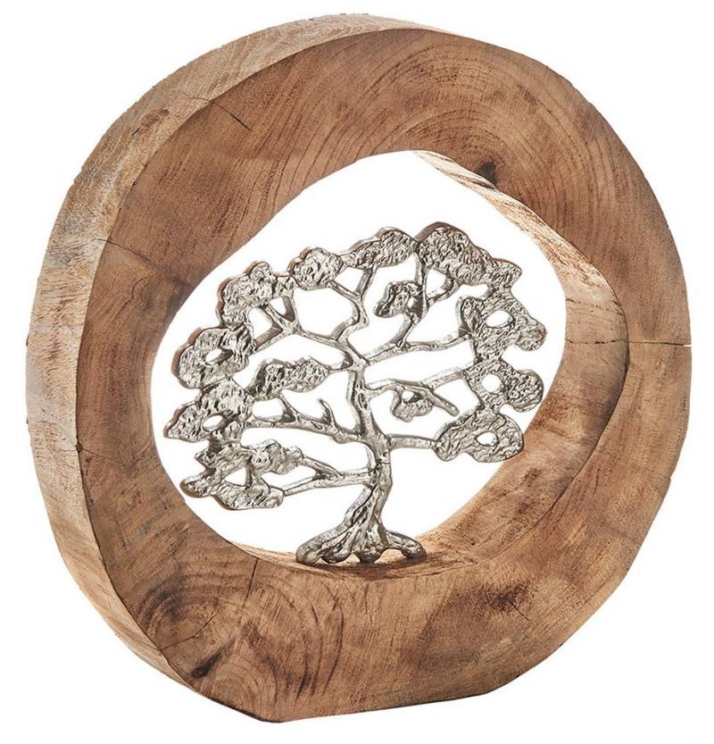 Kobolo Dekoobjekt Dekofigur Holzdeko Holzfigur VITALITY, Holz Metall Skulptur Wohndeko (Stück, 1 St., Stück), 34x6x35 cm von Kobolo