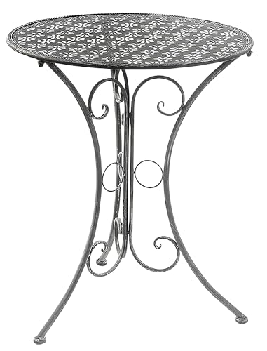 Kobolo Dekorativer Gartentisch Metalltisch Tisch aus grauem Metall mit Stanzungen in Blumenoptik 60cm Kobolo Dekorativer Gartentisch Metalltisch Tisch aus grauem Metall mit Stanzungen in Blumenoptik 60cm von Kobolo
