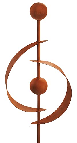 Kobolo Gartenstecker Rusty Saturn, 103 cm, braun, Metall in Rostoptik, moderner Kugel-Dekostecker, wetterfest & stabil, stilvolle Gartendeko für Terrasse, Balkon, Blumenbeet & Vorgarten von Kobolo