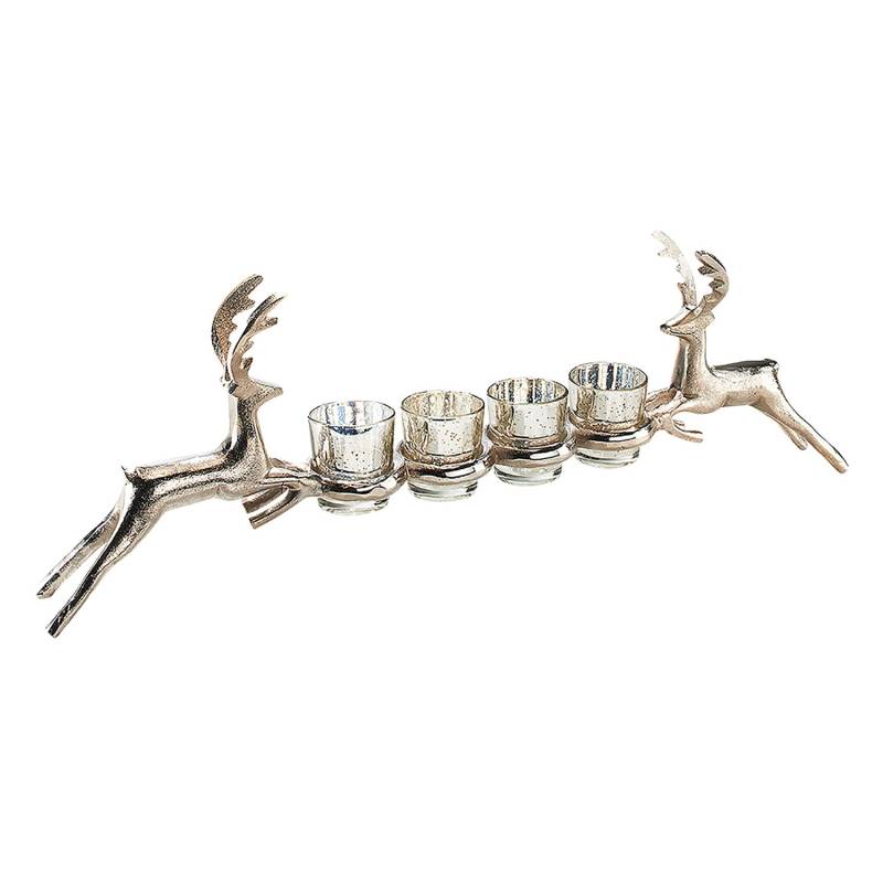 Kobolo Edler Kerzenhalter verziert mit zwei Rentieren für 4 Teelichter Kobolo Edler Kerzenhalter verziert mit zwei Rentieren für 4 Teelichter von Kobolo