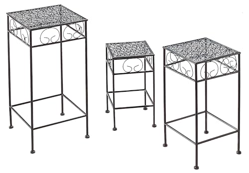 Kobolo Elegante Blumenhocker aus Metall mit wunderschöner Verzierung im 3er Set von Kobolo