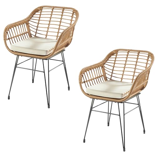 Kobolo Esszimmerstuhl Retro, 2er Set, 59x62x82 cm, braun, Gartenstuhl, Metallstuhl im Retro-Look mit Kissen, stilvoll & bequem für den In- & Outdoorbereich Kobolo Esszimmerstuhl Retro, 2er Set, 59x62x82 cm, braun, Gartenstuhl, Metallstuhl im Retro-Look mit Kissen, stilvoll & bequem für den In- & Outdoorbereich von Kobolo