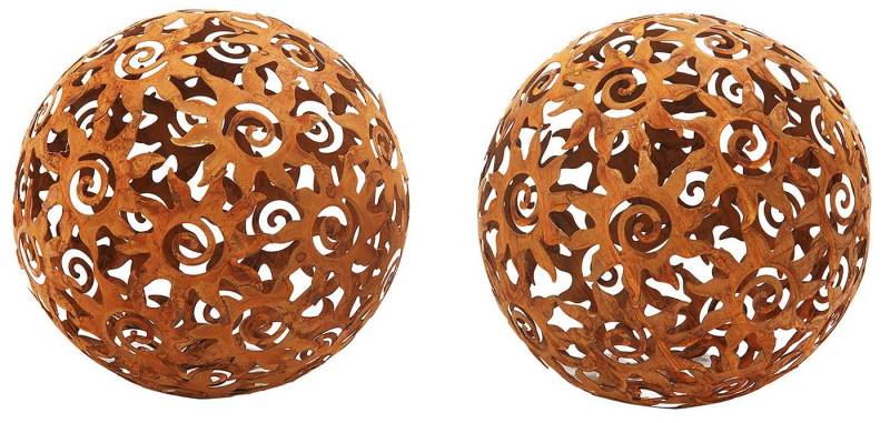 Kobolo Gartenfigur Gartenkugel KANELIA Rostoptik - 2er Set - Dm. 21cm, (Metall) von Kobolo