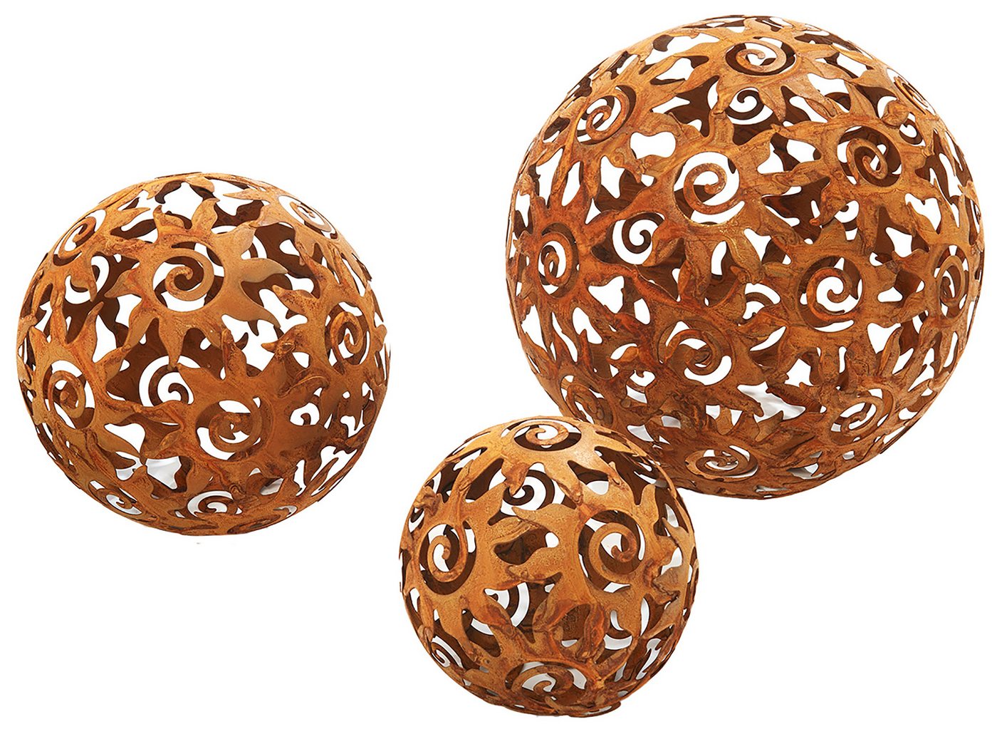 Kobolo Gartenfigur Gartenkugel KUMA Rostoptik - 3er Set, (Metall) von Kobolo