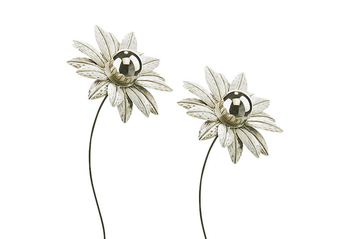 Kobolo Gartenstecker Dekostecker 2er Set Blume white flower H 89 cm (aus Metall) von Kobolo